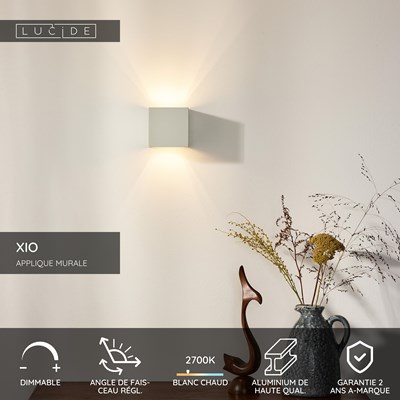 Lucide XIO - Applique murale - LED Dim. - G9 - 1x4W 2700K - Angle du faisceau réglable - Blanc